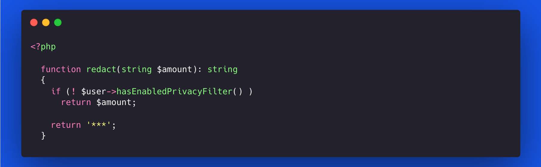 Redacting amounts with PHP